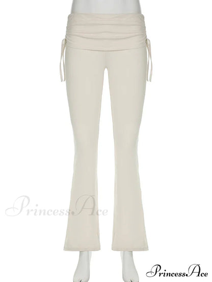 Stripe Drawstring Elastic Low Waist Baggy Sweatpants Straight Leg Pants