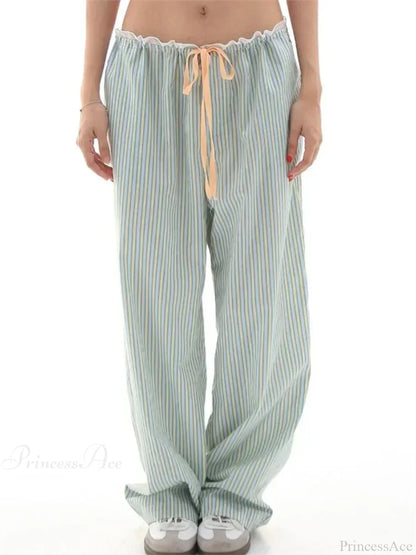 Stripe Drawstring Wide Leg Casual Sweatpant Pant