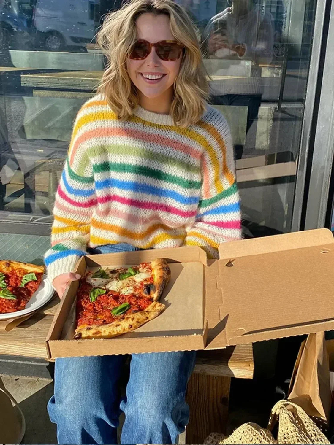 Striped Colorful Round Neck Sweater