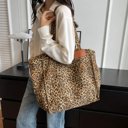 Striped Corduroy Canvas Crossbody Shoulder Bag