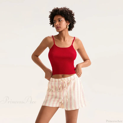 Striped Drawstring Pocket Short