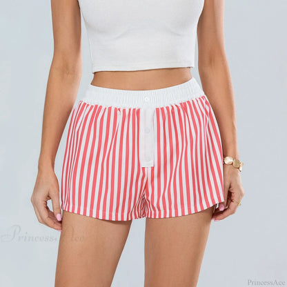 Striped Elastic Waist Loose Short