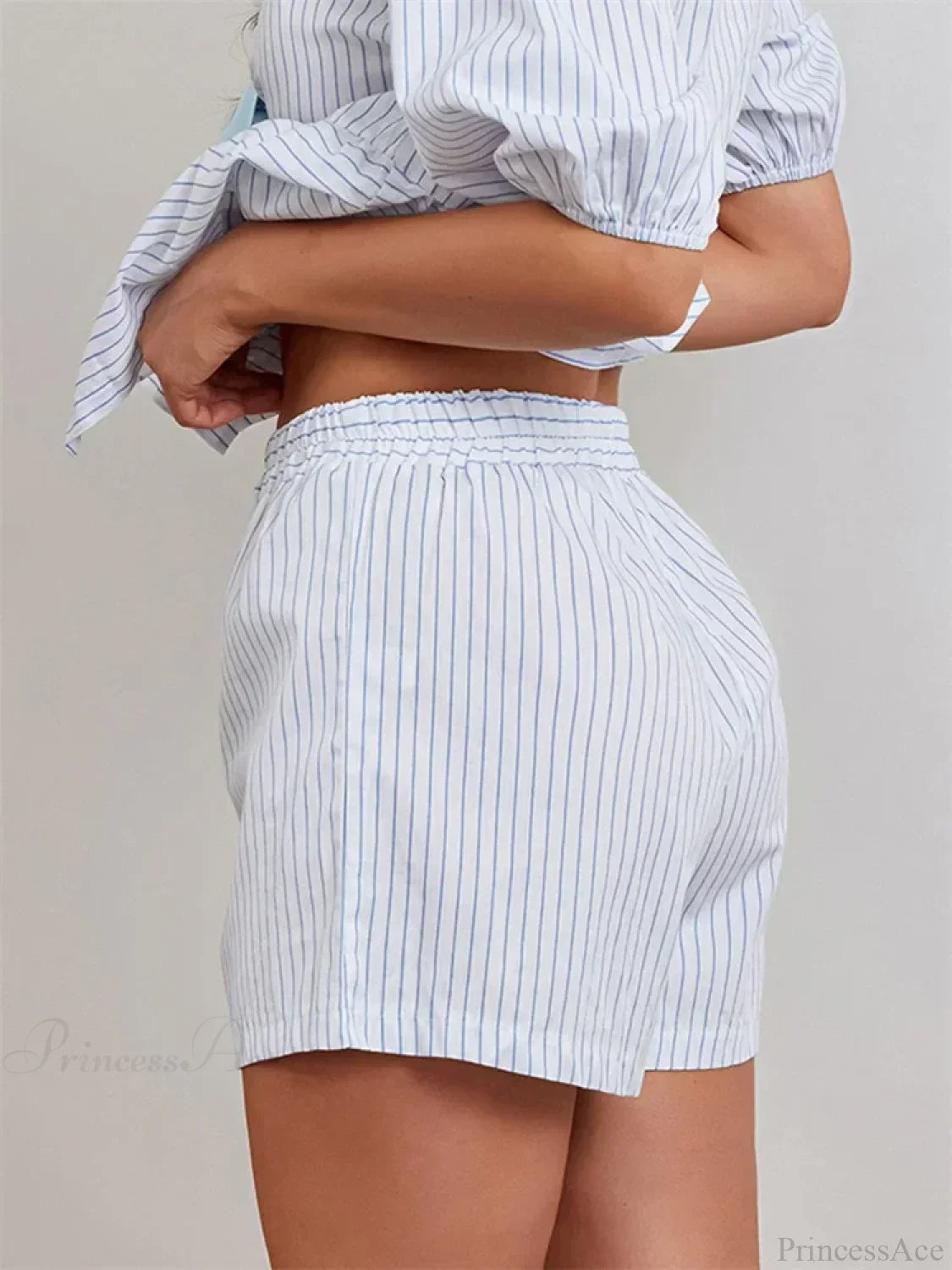 Striped Loose Elastic Waist Short