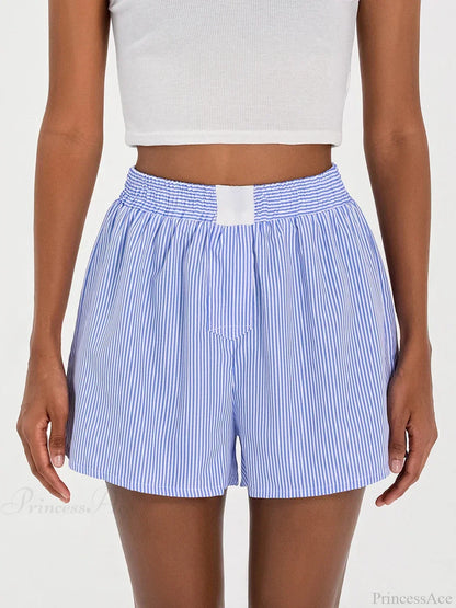 Striped Loose Wide Leg Lounge Short