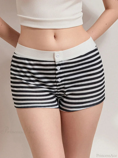 Striped Low Rise Pajama Short