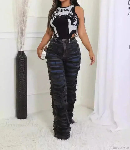 Striped Medieval High Waist Zipper Pant