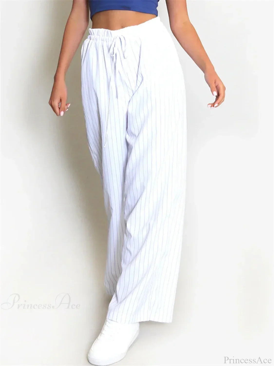 Striped Patchwork Drawstring High Waist Pant