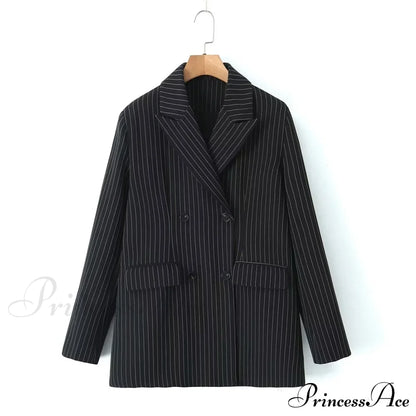 Striped Print High Waist Flare Pants Elegant Office Suit