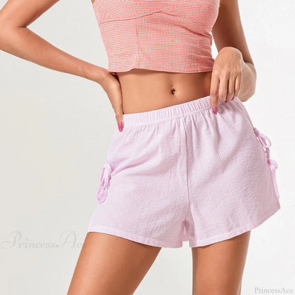 Striped Side Slit Bow Short