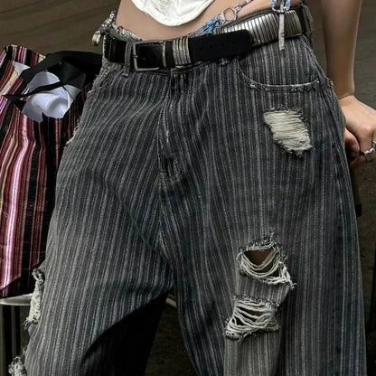 Striped Vintage Y2K Women Jeans Pants