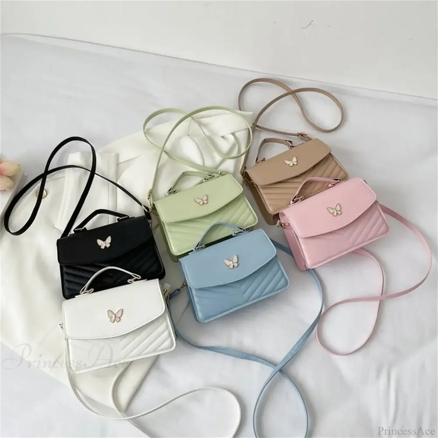 Stylish Butterfly Embroidery PU Leather Handbag
