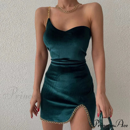 Stylish Sexy Elegant Summer One Shoulder Open Backless Party Mini Bodycon Dress