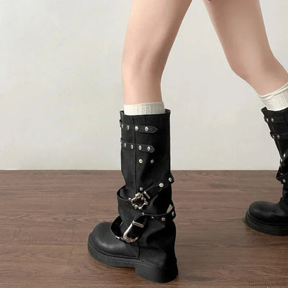 Stylist Rivet Rebel Gothic Tall Heel Platform Boot