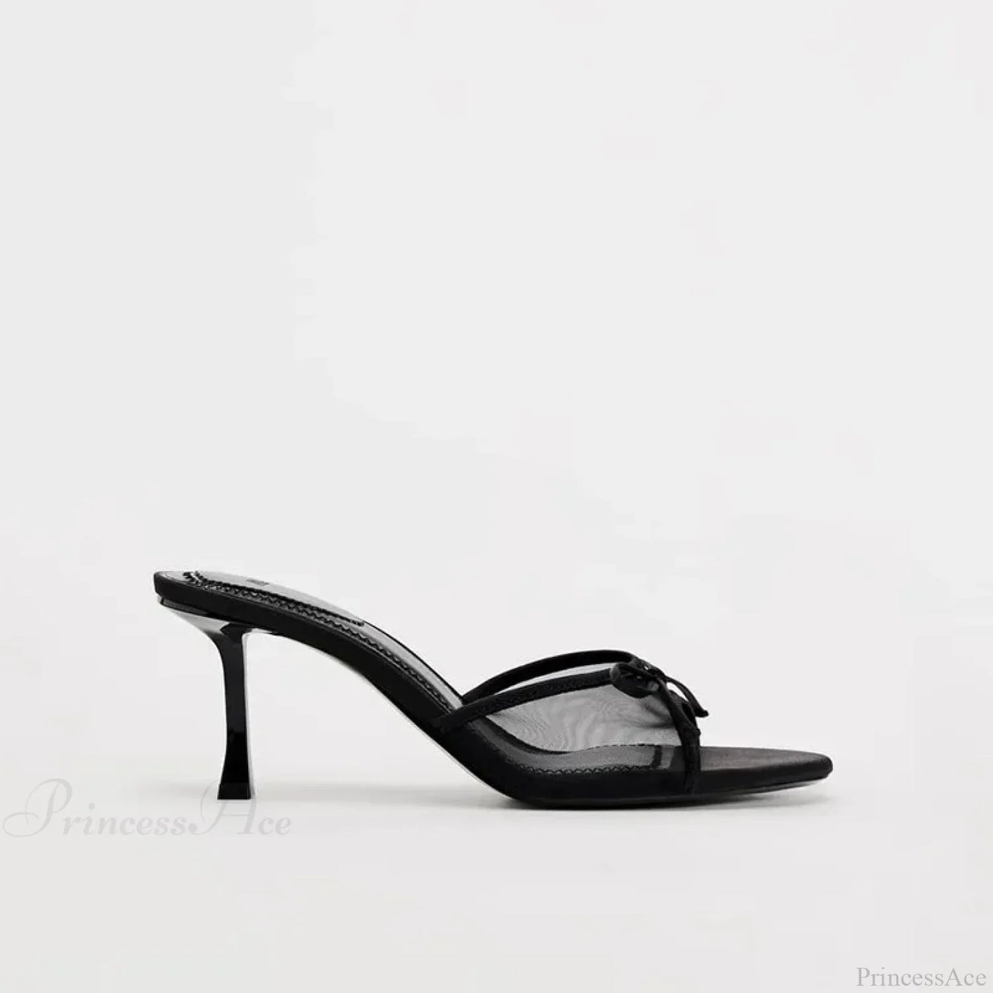 Summer Bow Decorated Mesh Fabric High-heeled Fashion Low Heel Pump