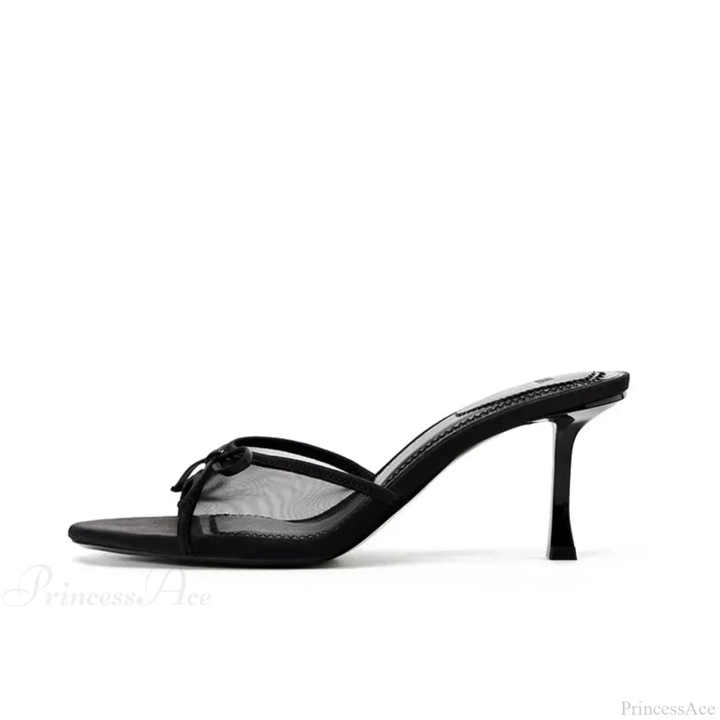 Summer Bow Decorated Mesh Fabric High-heeled Fashion Low Heel Pump