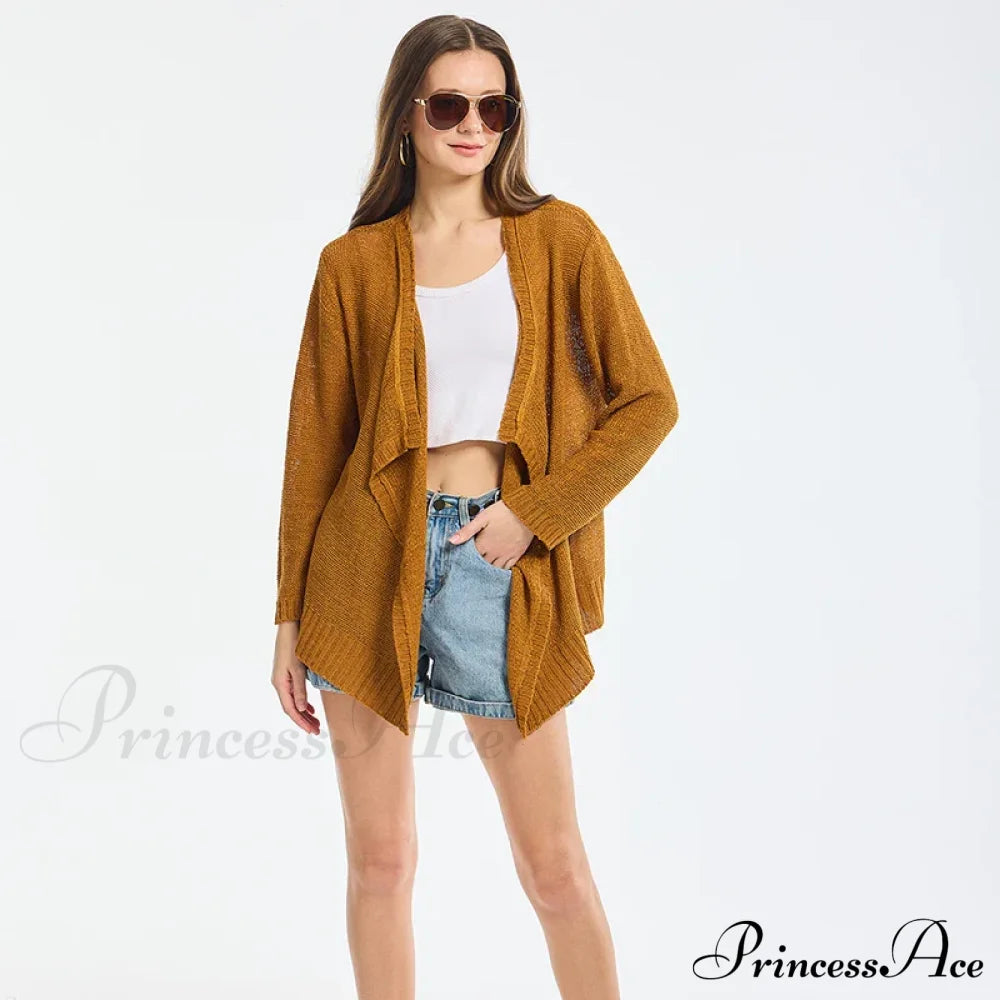 Summer Cozy Mesh Open Front Long Sleeve Comfortable Thin Fashionable Cardigan Sweater