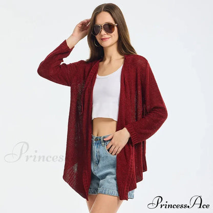 Summer Cozy Mesh Open Front Long Sleeve Comfortable Thin Fashionable Cardigan Sweater