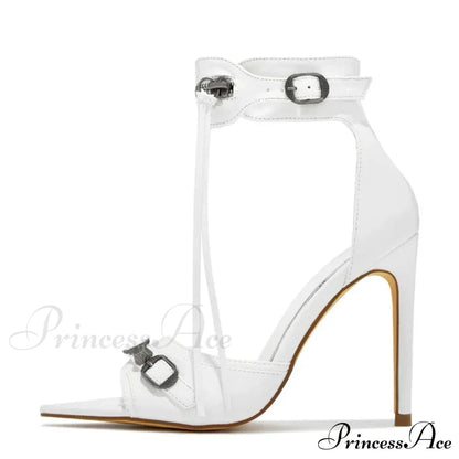 Summer Fashion Zip Tassel Women Sandals Metal Rivet Buckle Pointed Open Toe Stripper Heels Wedding Banquet Shoes Stiletto