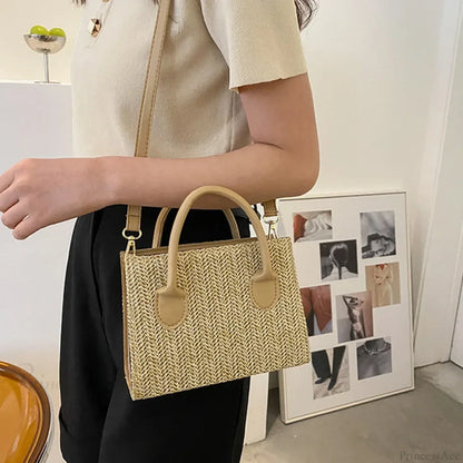Summer Fresh Flower Woven Crossbody Handbag