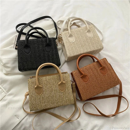 Summer Fresh Flower Woven Crossbody Handbag