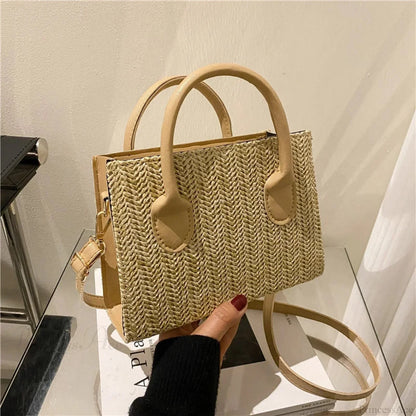Summer Fresh Flower Woven Crossbody Handbag