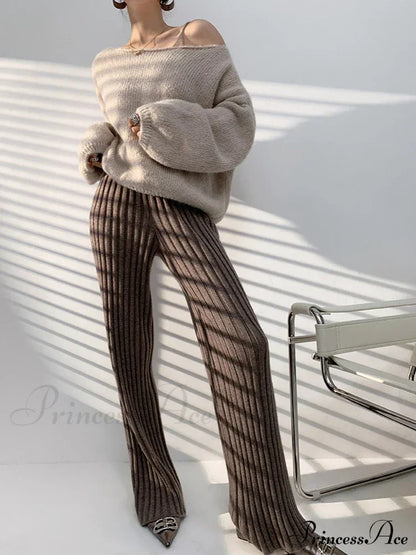 Summer Full Length Elastic Waist Yoga Slim High Waist Wide Leg Pants