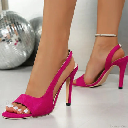 Summer New Comfortable High Heels Fish Mouth Slip-on Open Toe Sandals Large Size Women High Heel