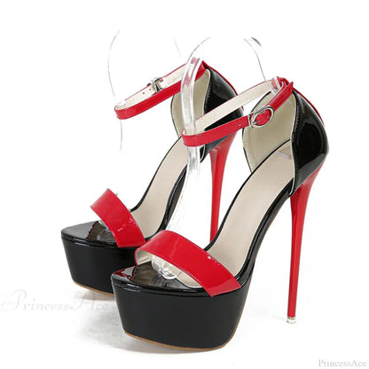 Summer Open-Toe Stiletto Platform Sandals Sexy Red Ankle-Strap 16CM Extreme High Heels Wedding High Heel