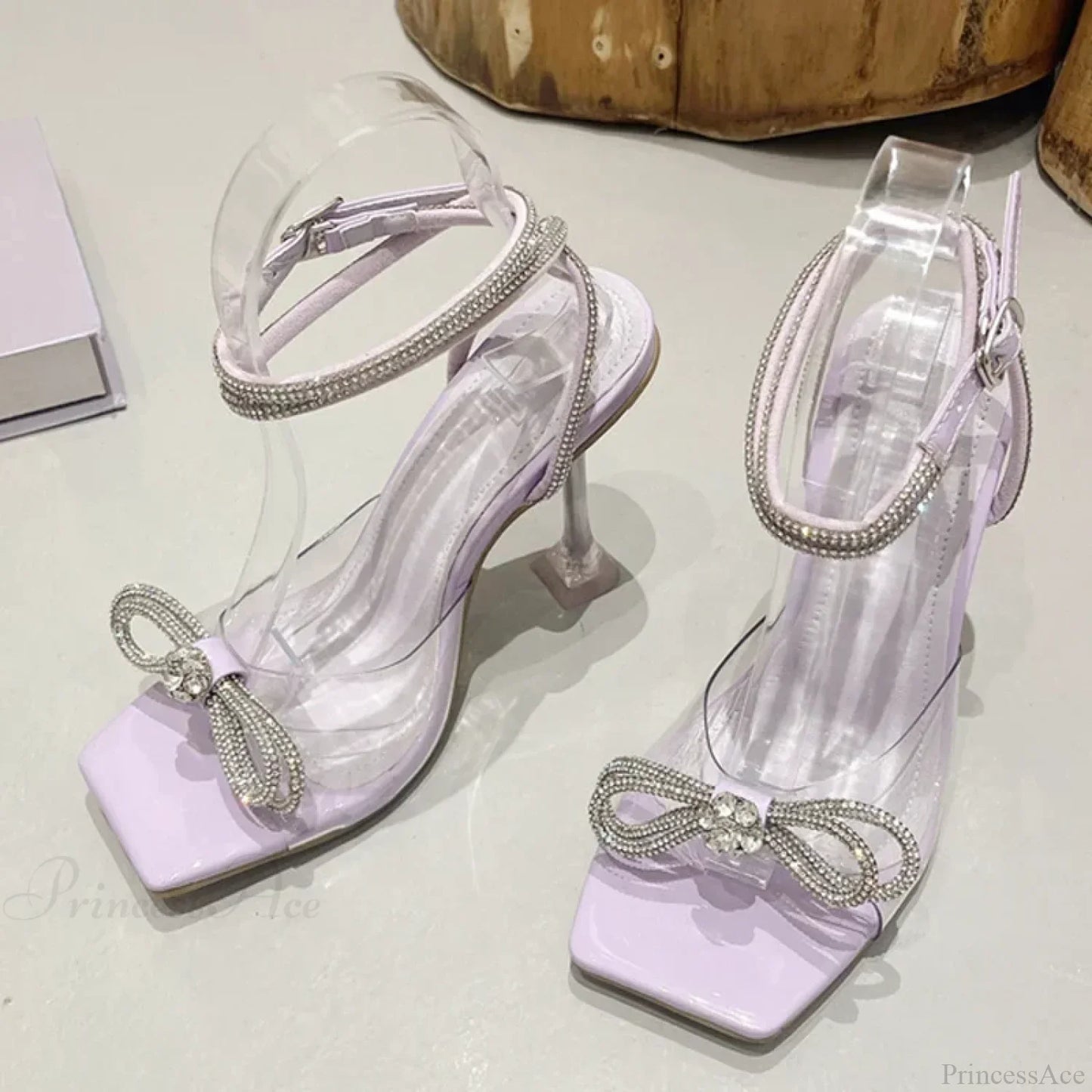 Summer Party Wedding Sandals Crystal Rhinestone Bowknot High Heels Pvc Transparent Pumps High Heel