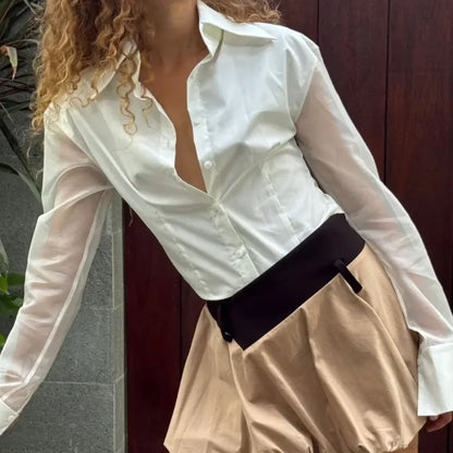 Summer See-Through Slim Blouse