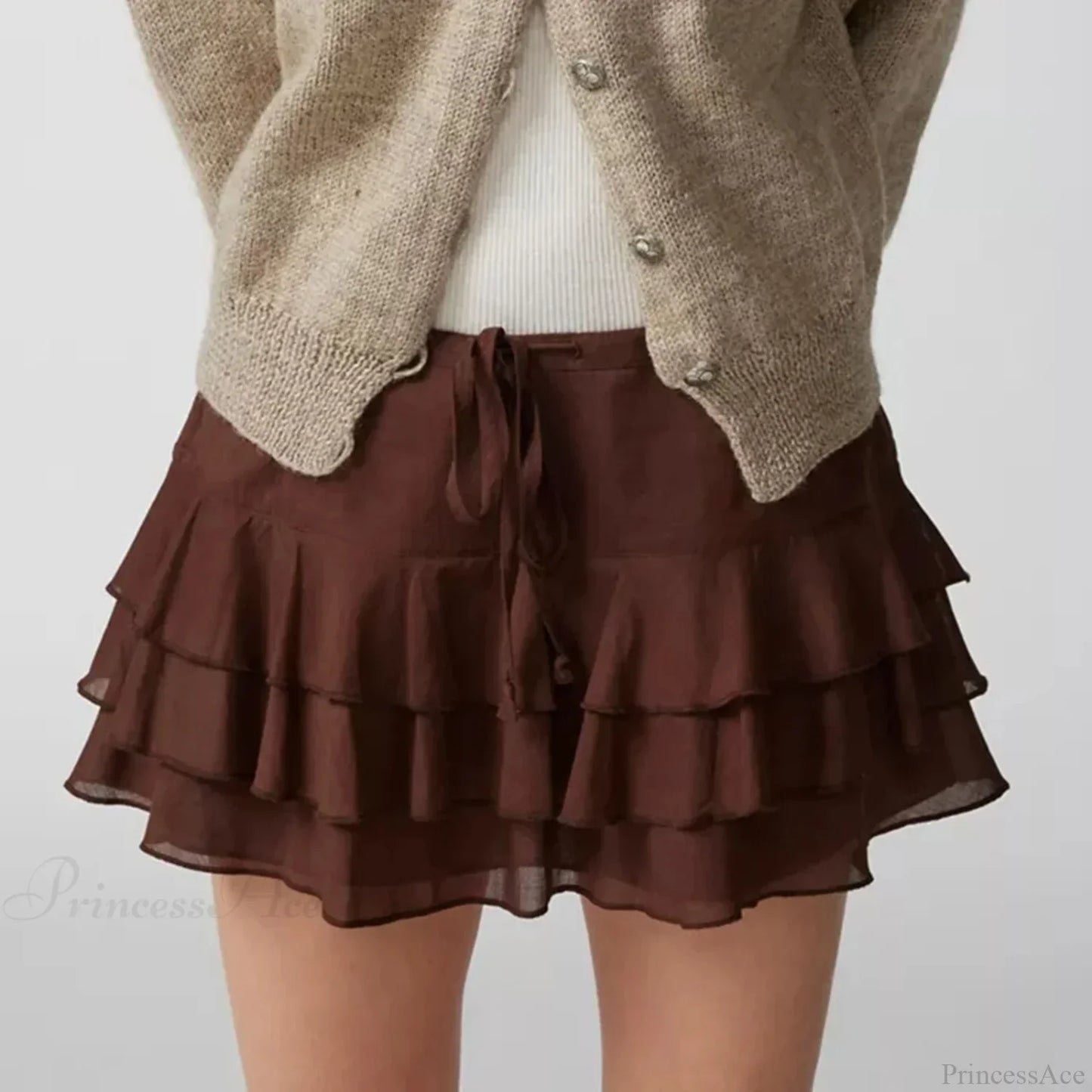 Summer Solid Ruffle Tiered Skirt