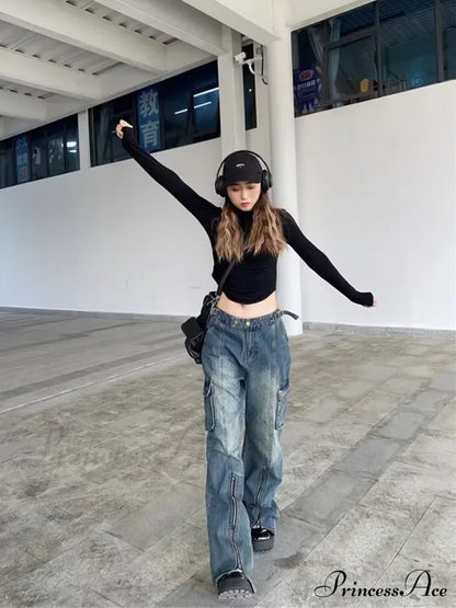 Summer Thin Style New High Waisted Skinny  Small Flared Straight Leg Jean