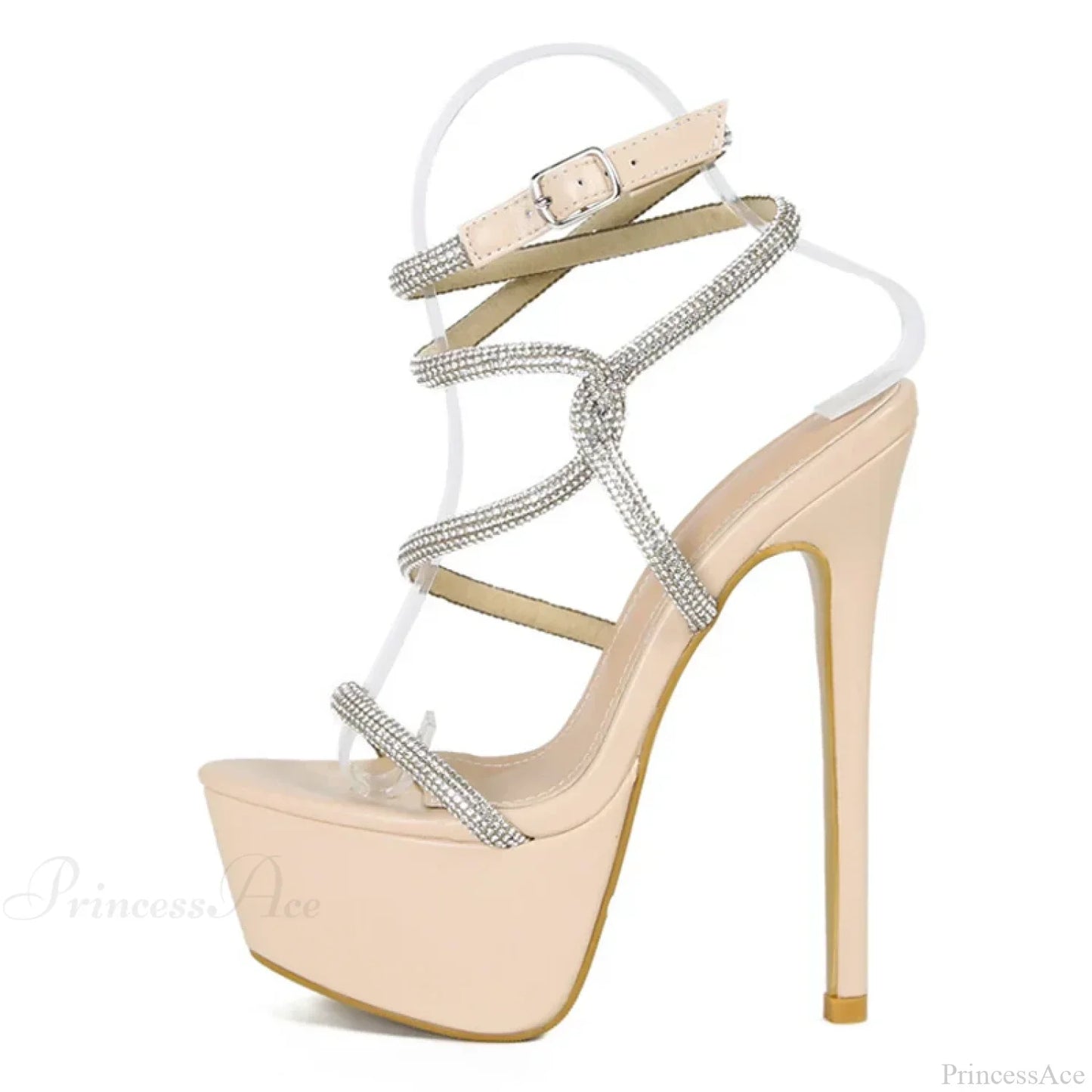SummerFashion Rhinestone Narrow-Band Sexy Open-Toe Platform High-Heels 16CM Stiletto Party Stripper High Heel