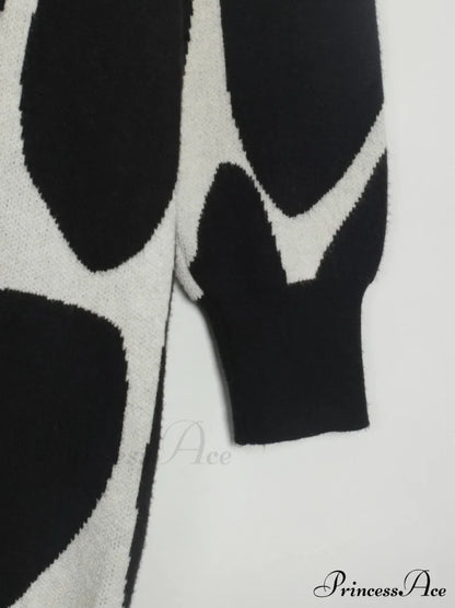 Sweater Gown with Mock Neck Contrast