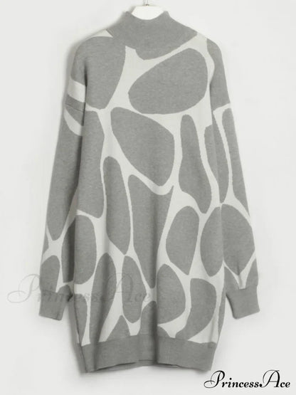 Sweater Gown with Mock Neck Contrast