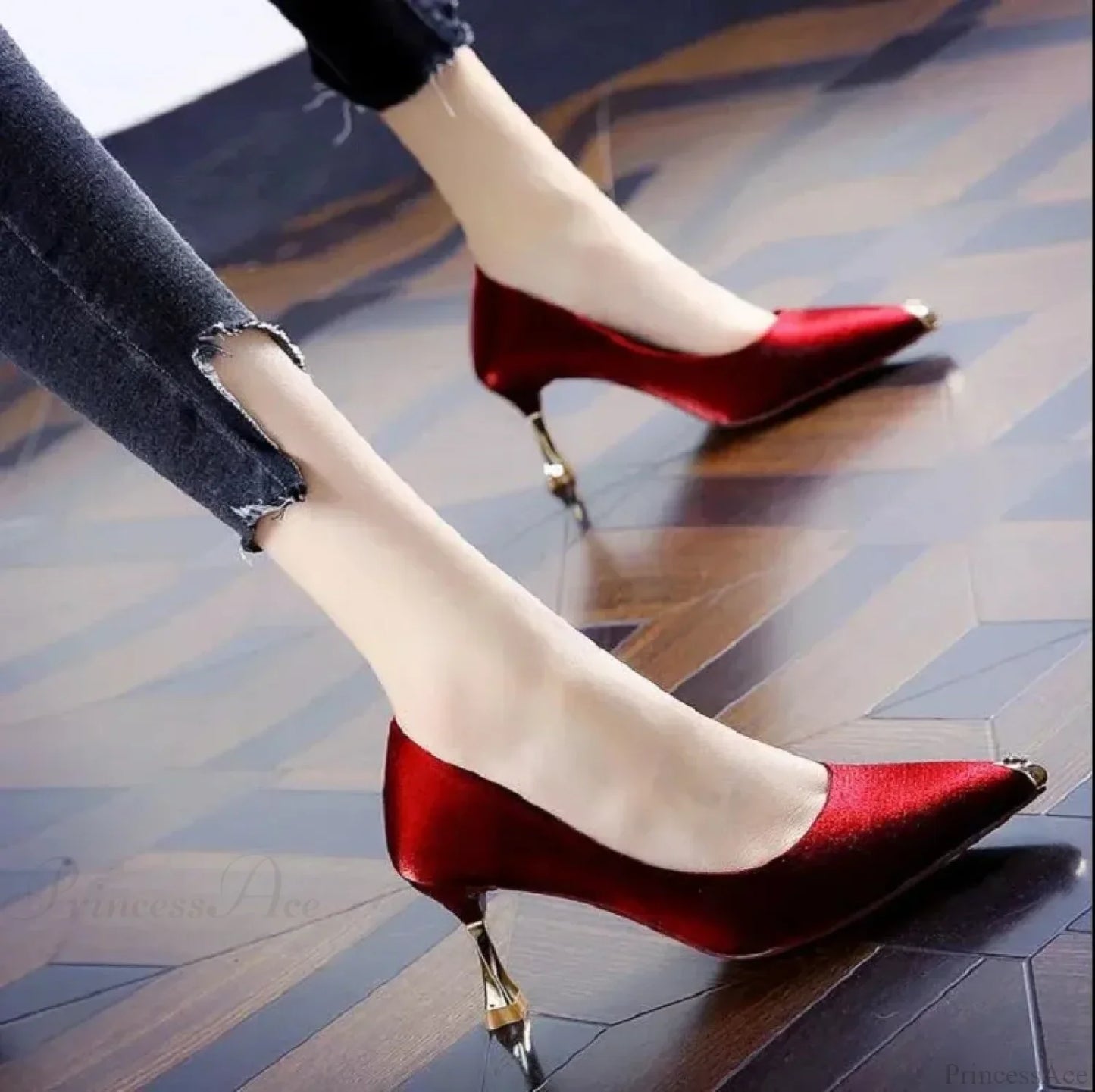 Sweet Lightweight Blue Stiletto Heels Sexy Party Lady Classic Black Pumps Office High Heel