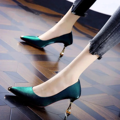 Sweet Lightweight Blue Stiletto Heels Sexy Party Lady Classic Black Pumps Office High Heel