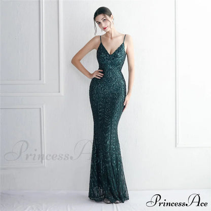 Taisia Formal Stylish Sequin Scroll Dress