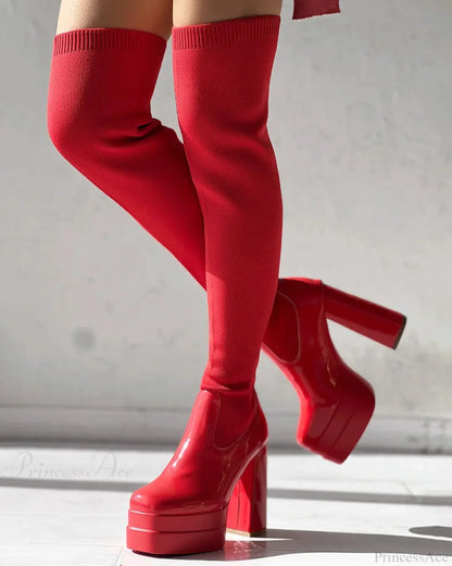Tall Heeled Above The Knee Platform Winter Boot