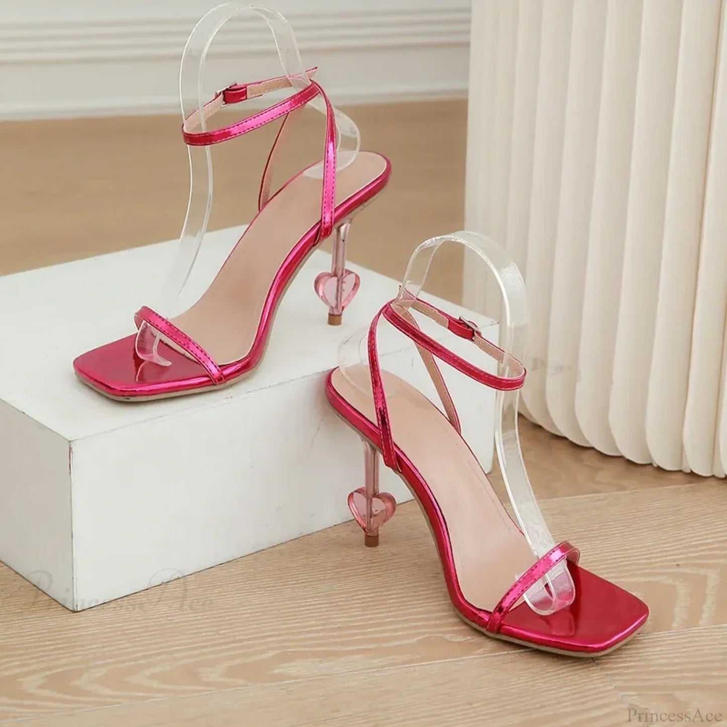 Temperament Square Head Thin High-heeled Sandals Open Toe Narrowband AnkleBuckle Strap Banquet High Heel