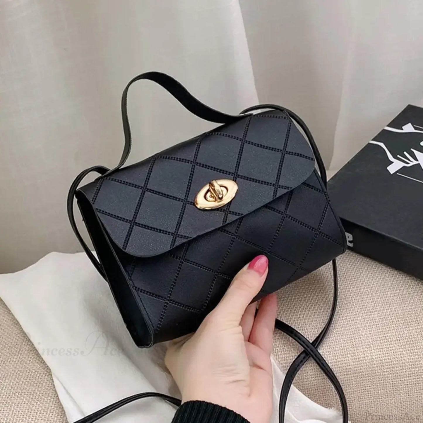 Textured Long Strap Faux Leather Crossbody Wallet Handbag