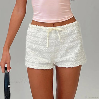 Textured Tie-Up Elastic Short