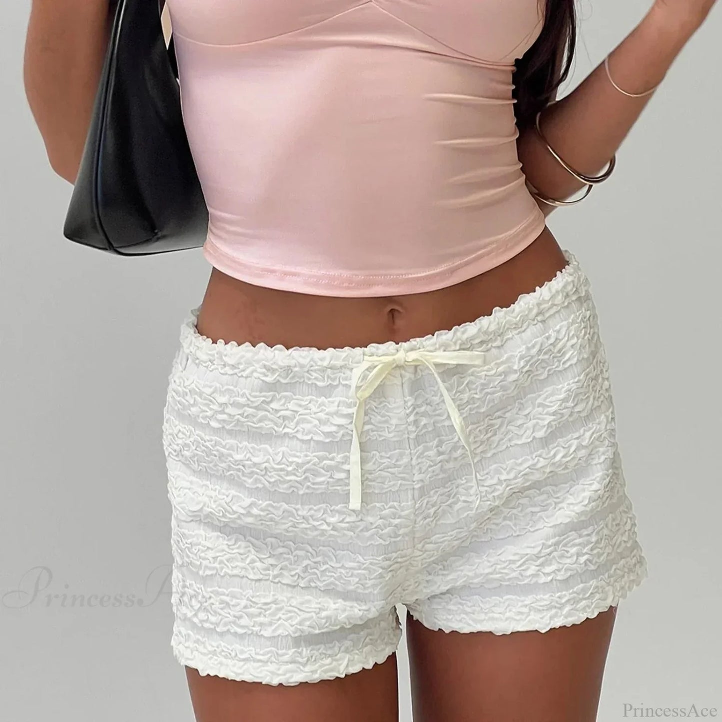Textured Tie-Up Elastic Short