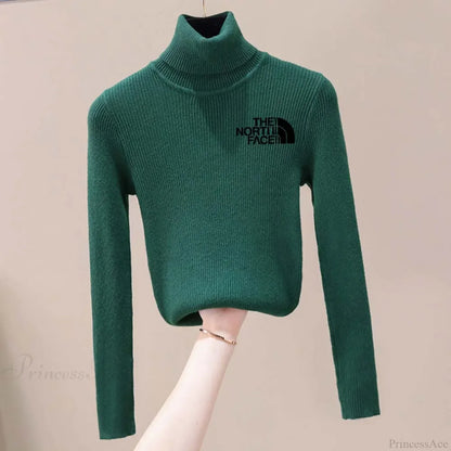 Thick Ribbed Sweater Cotton Turtleneck Knit Pullover Top