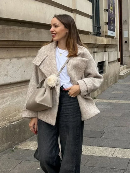 Thick Woolen Cropped Coat