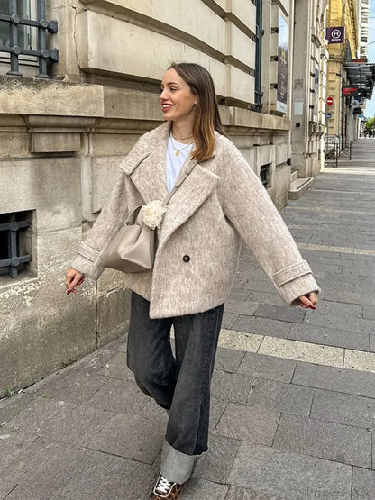 Thick Woolen Cropped Coat
