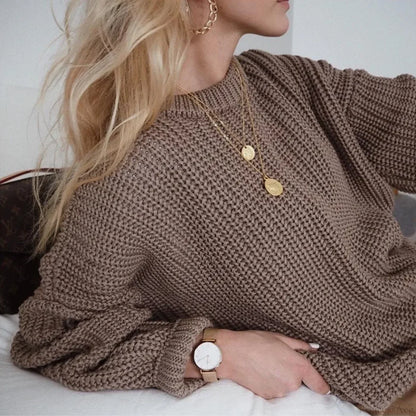 Three - Quarter Sleeve Elegant Khaki Sweater