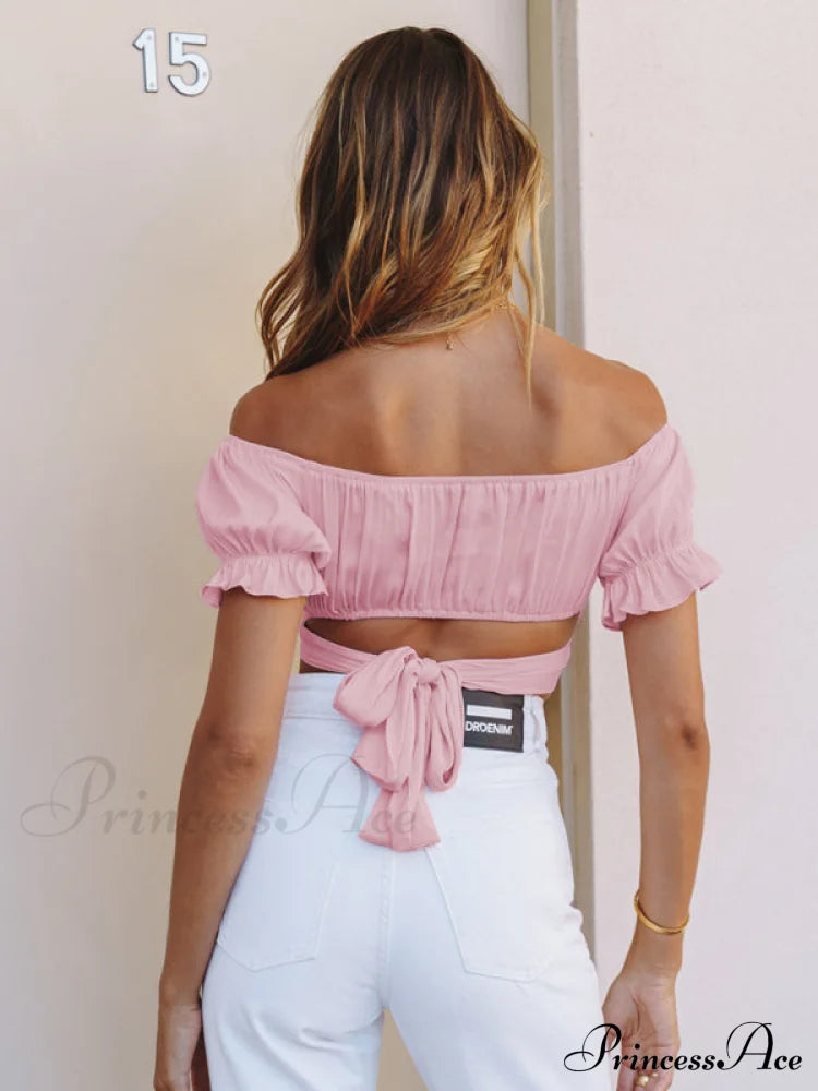 tie-back top crop short-sleeved ruffle women's Oktoberfest top