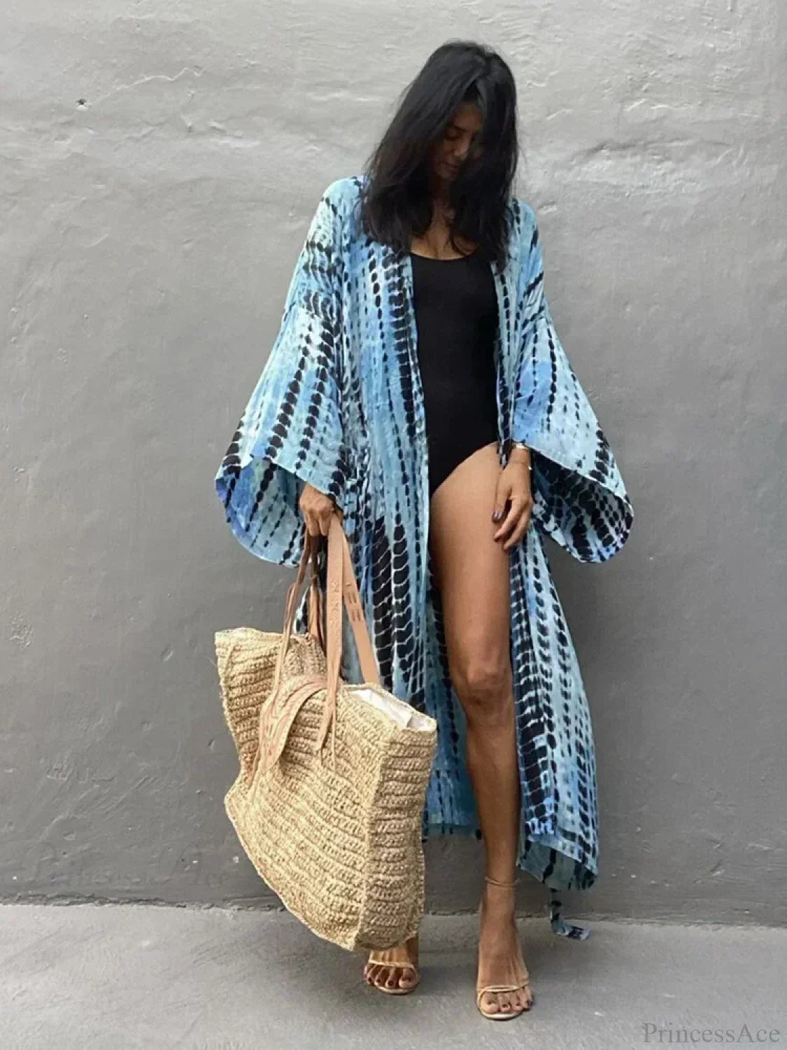 Pareo de playa escote en V Tie Dye