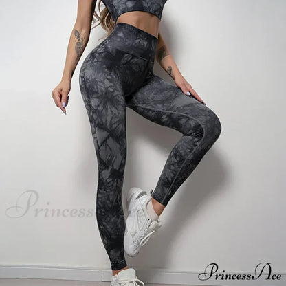 Tie Dye Waist Seamless Printed Elastic Workout Legging